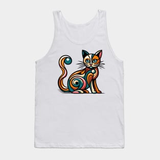 Pop art cat illustration. cubism cat illustration Tank Top